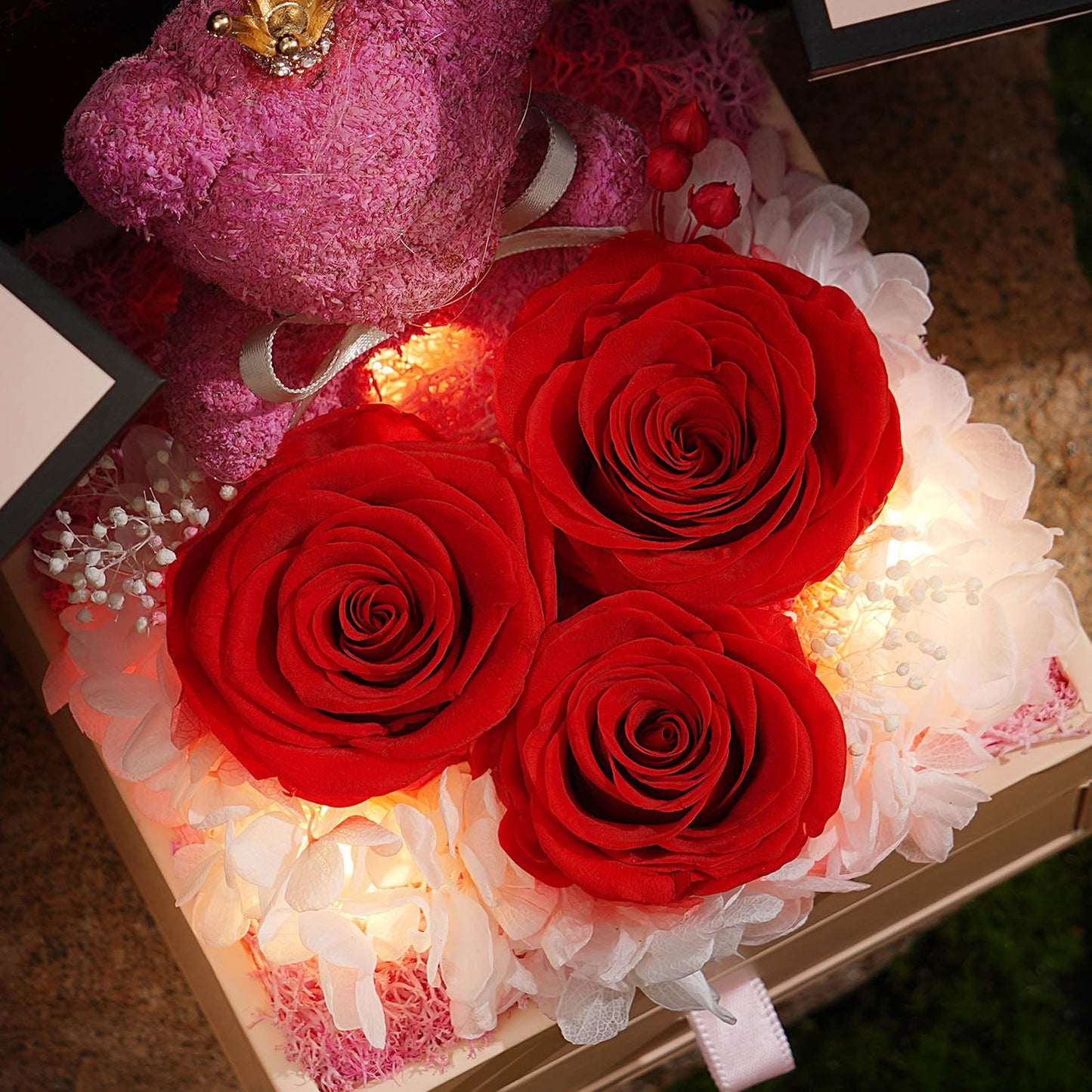 ADDWel Mom Birthday Gifts from Daughter or Son – Preserved Real Rose with Mom Necklace and Cute Moss Bear – Unique Rose Gifts for Women, Perfect for Mum, Mama, Mother on Birthday or Mother's Day