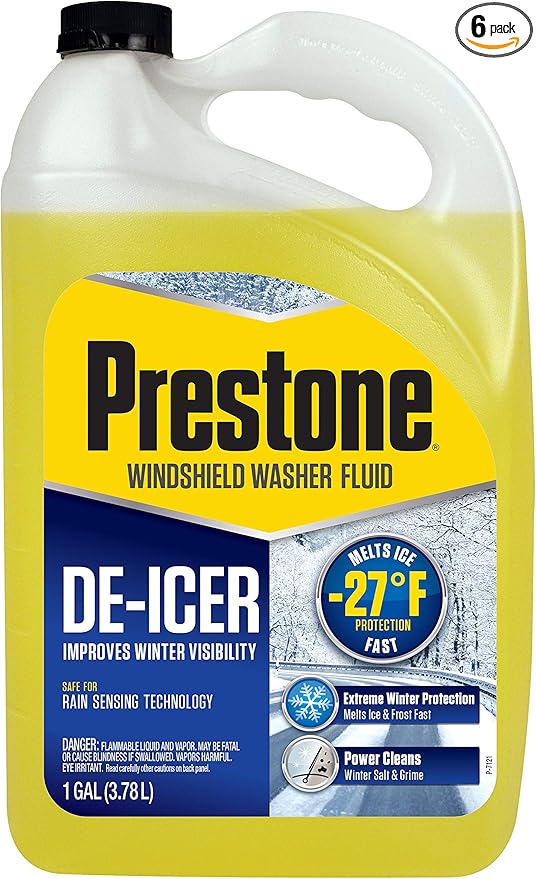 Prestone AS250-6PK De-Icer Windshield Washer Fluid - 1 Gallon, (Pack of 6)