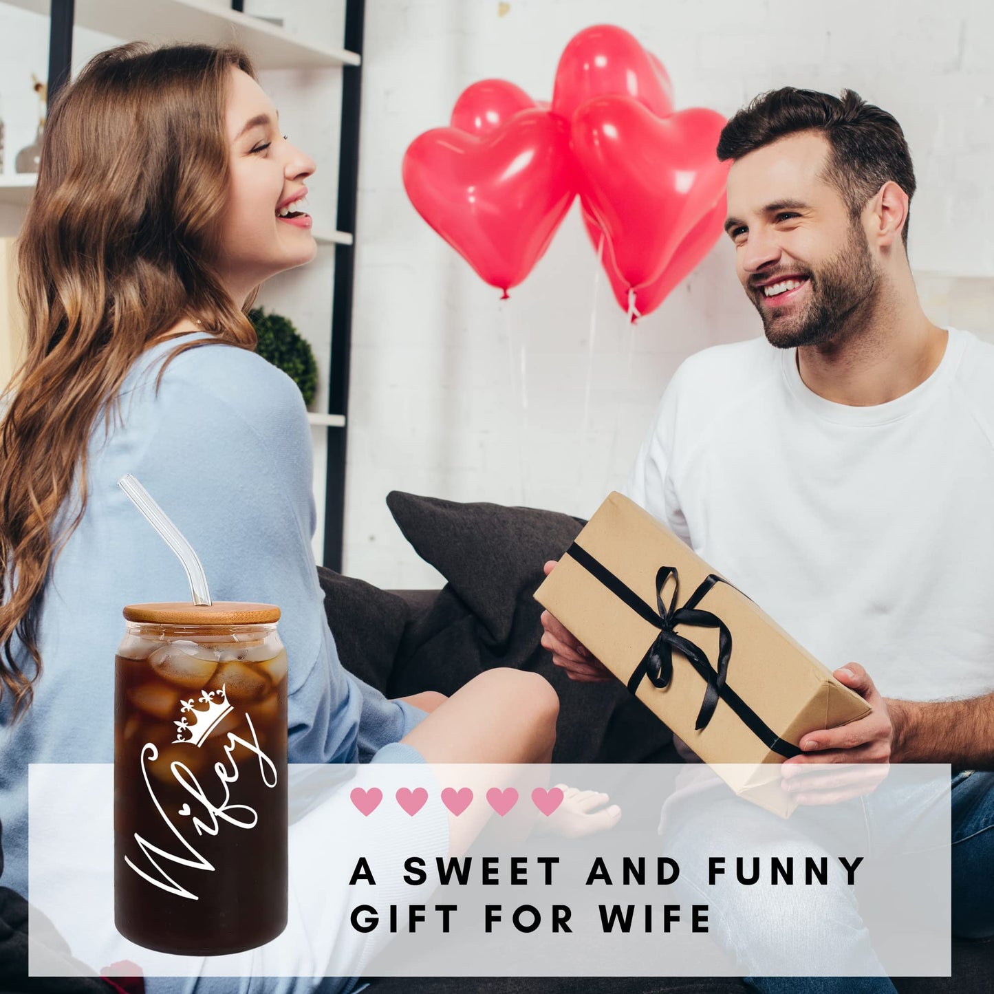 GINGULMINA Gifts for Wife from Husband - Wedding Anniversary for Women, Birthday, Mothers Day, Christmas Wife Gifts for Her - Romantic Love Gift for Her - 16 Oz Can Glass