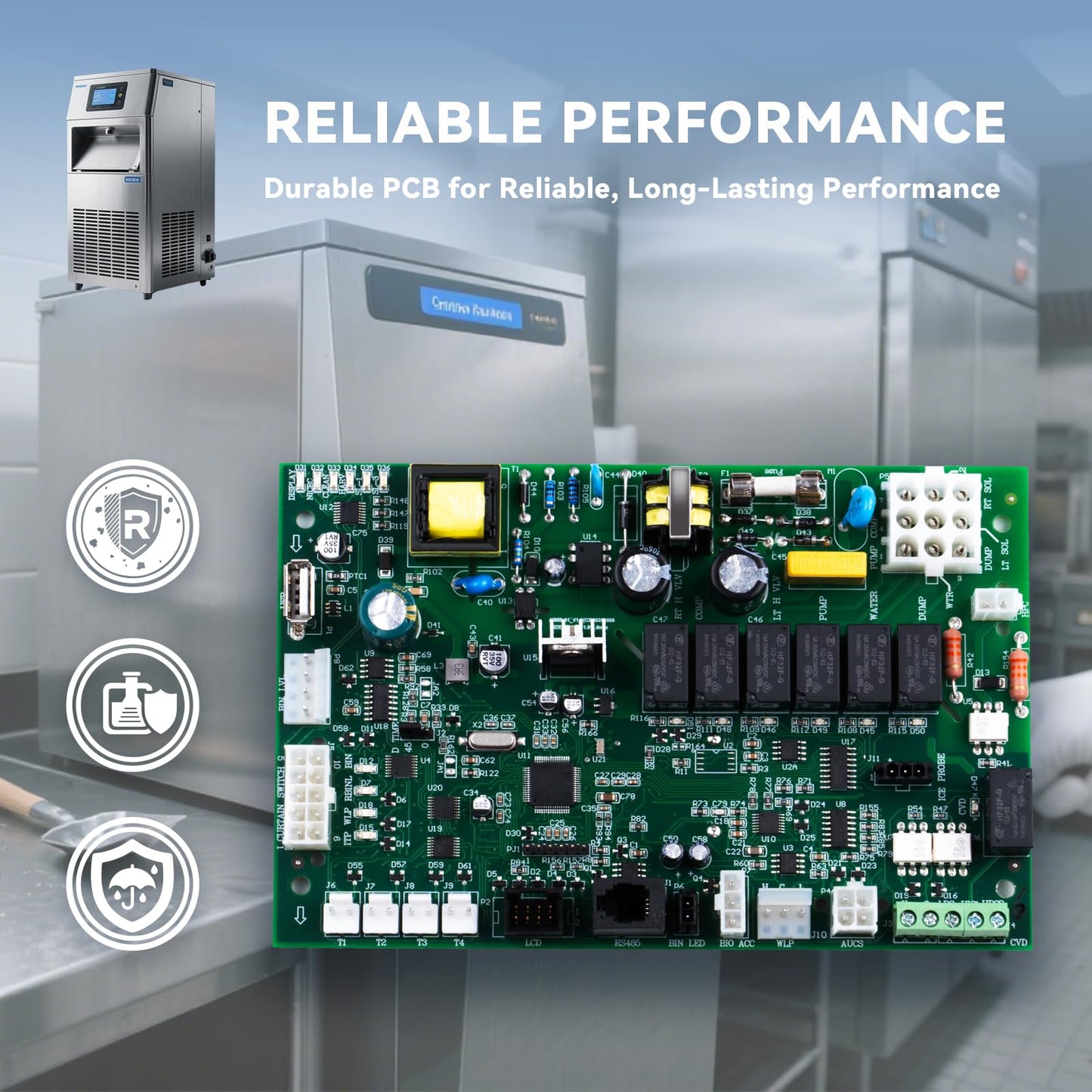 Zuomeng Ice Machine Control Board 000008309 Replacement PCB, Compatible with Manitowoc ID, IB, I, IR, IY, SY Series, Suitable for Commercial & Industrial Ice Makers