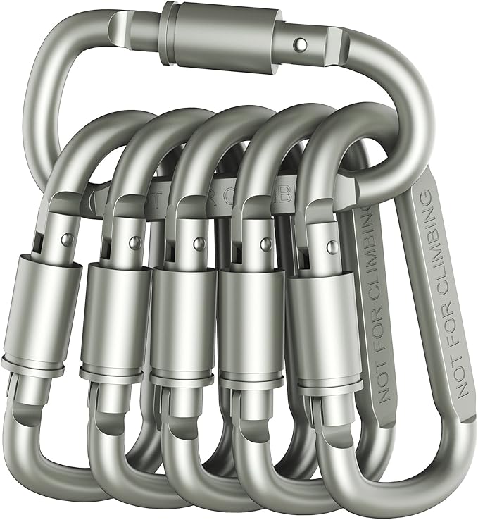 Outmate Premium Aluminum D-Ring Locking Carabiners (Pack of 6) - Lightweight & Durable for Hiking, Camping, Keychains, Dog...
