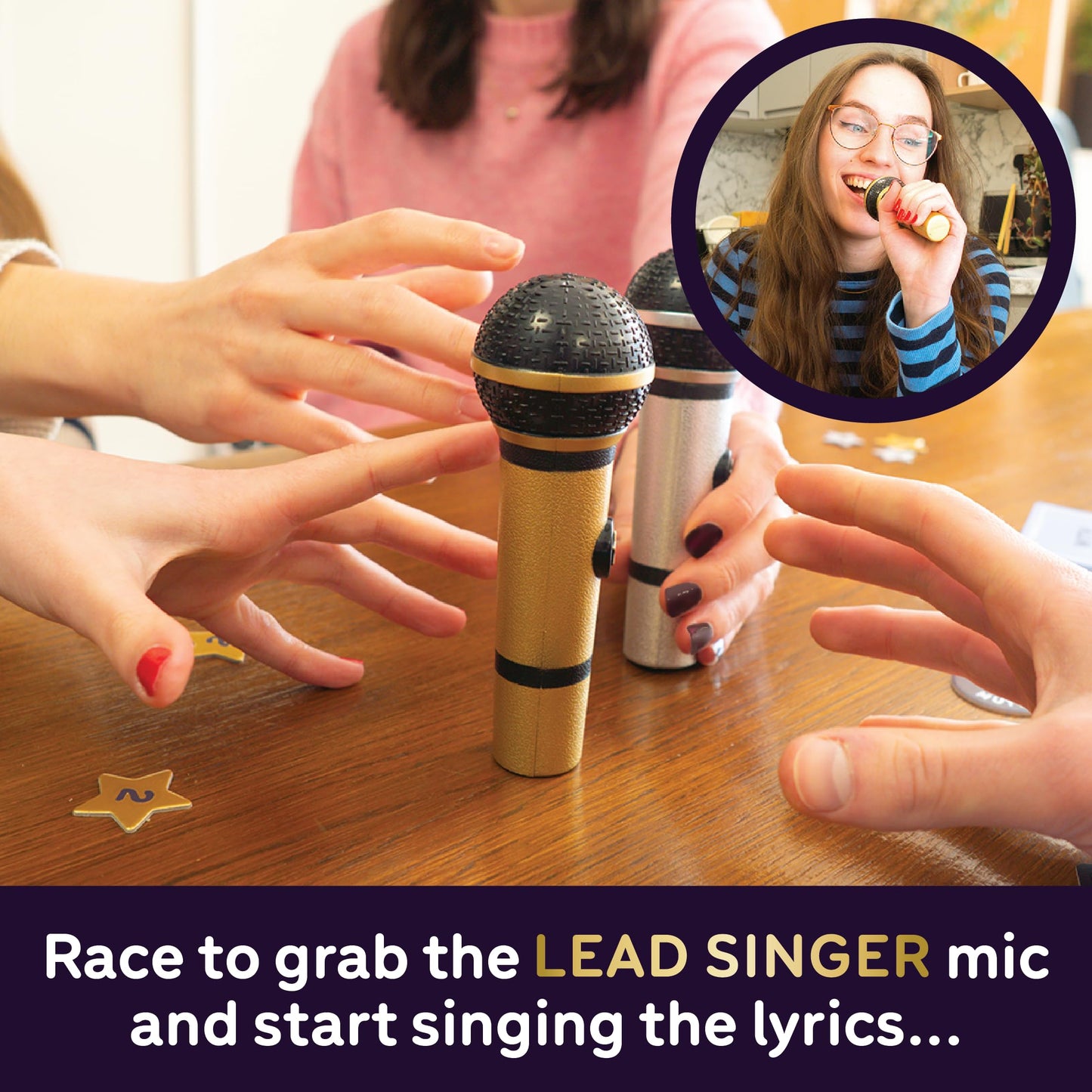 Grab The Mic Creators Bring You Karaoke Duets – 2 Mics, 2 Singers, Hilarious Singing & Chaos – Party Game for Adults, Families & Game Night (2–10 Players, 150 Cards, 300 Lyrics)