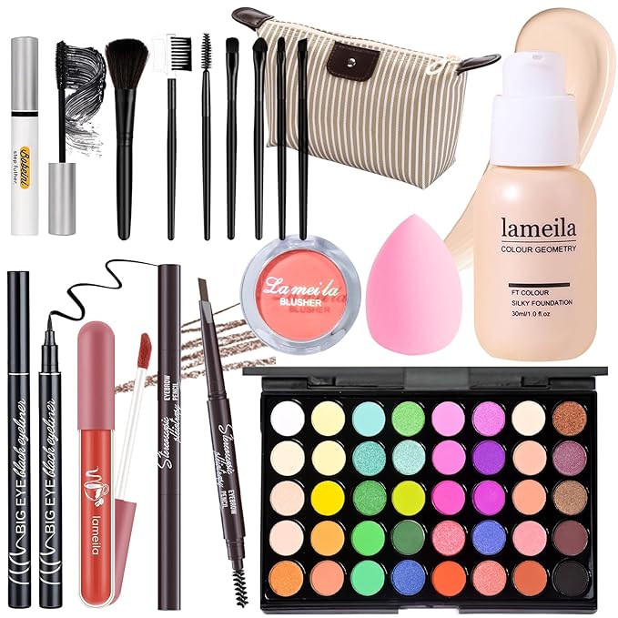 YBUETE Makeup Set Full Kit for Girls Teens Women, Makeup Present Set, Includes Eyeshadow, Foundation, Blusher, Eyebrow Pen...