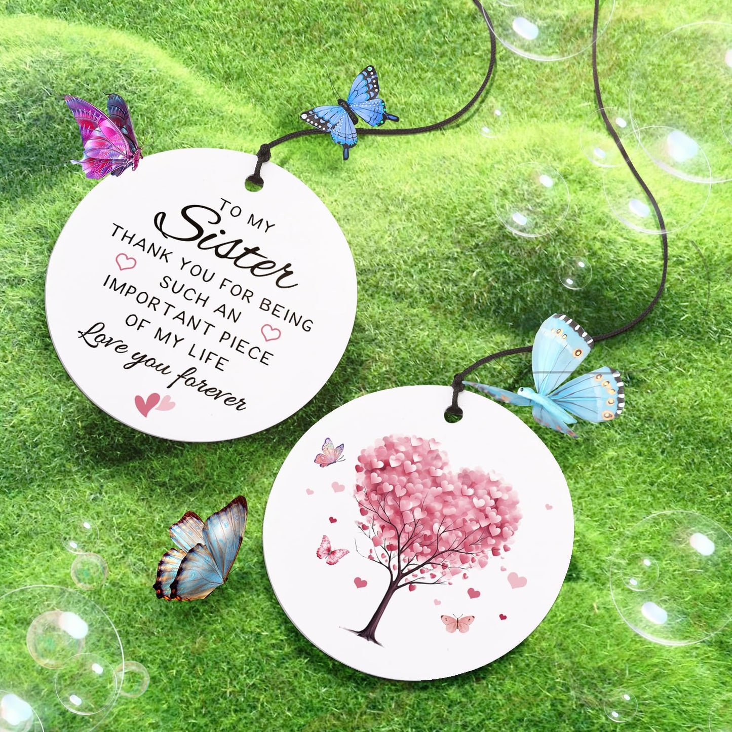 BeauGift Sister Birthday Gifts, Ceramic Wind Chime from Big Sisters Brother, Best Sister Ever Wind Chimes Gift for Christmas Wedding Graduation, Home Decor Keepsake for Bestie Stepsister Sis in Law