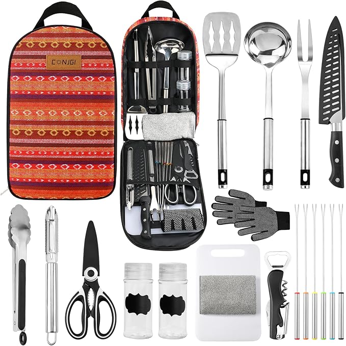 Camping Cookware Storage Bag - Camping Cooking Utensils Set Bag Camping Tool Portable Storage Bag Suitable for Knife, For...