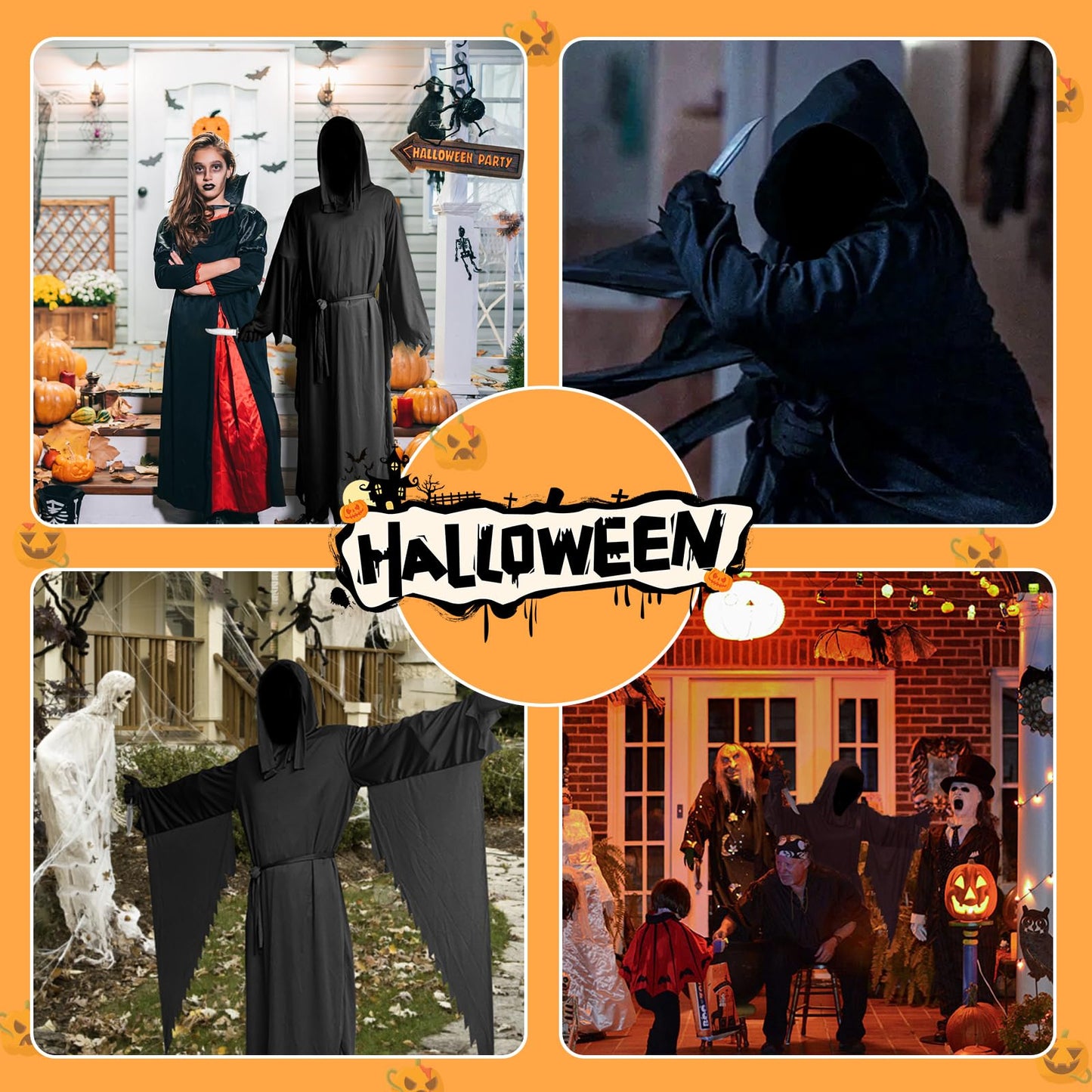 KaTiSeMo Unisex Halloween Costumes, Hooded Cloak, Cosplay Cloak Horror Robe Costume Halloween Tunic Hooded Robe (XXL)