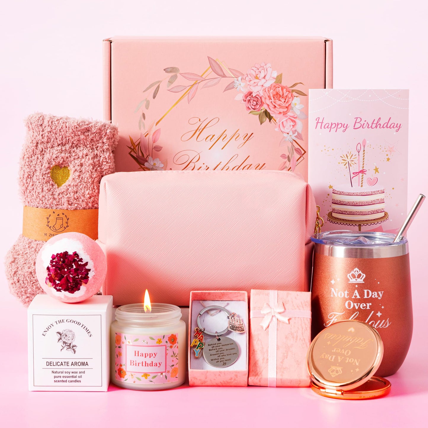 Birthday Gifts for Women,Unique Happy Birthday Gift for Her, Relaxation Spa Bath Birthday Gift Baskets for Female,Gifts Ideas Box Set for Mom Sister Friends Wife Aunt