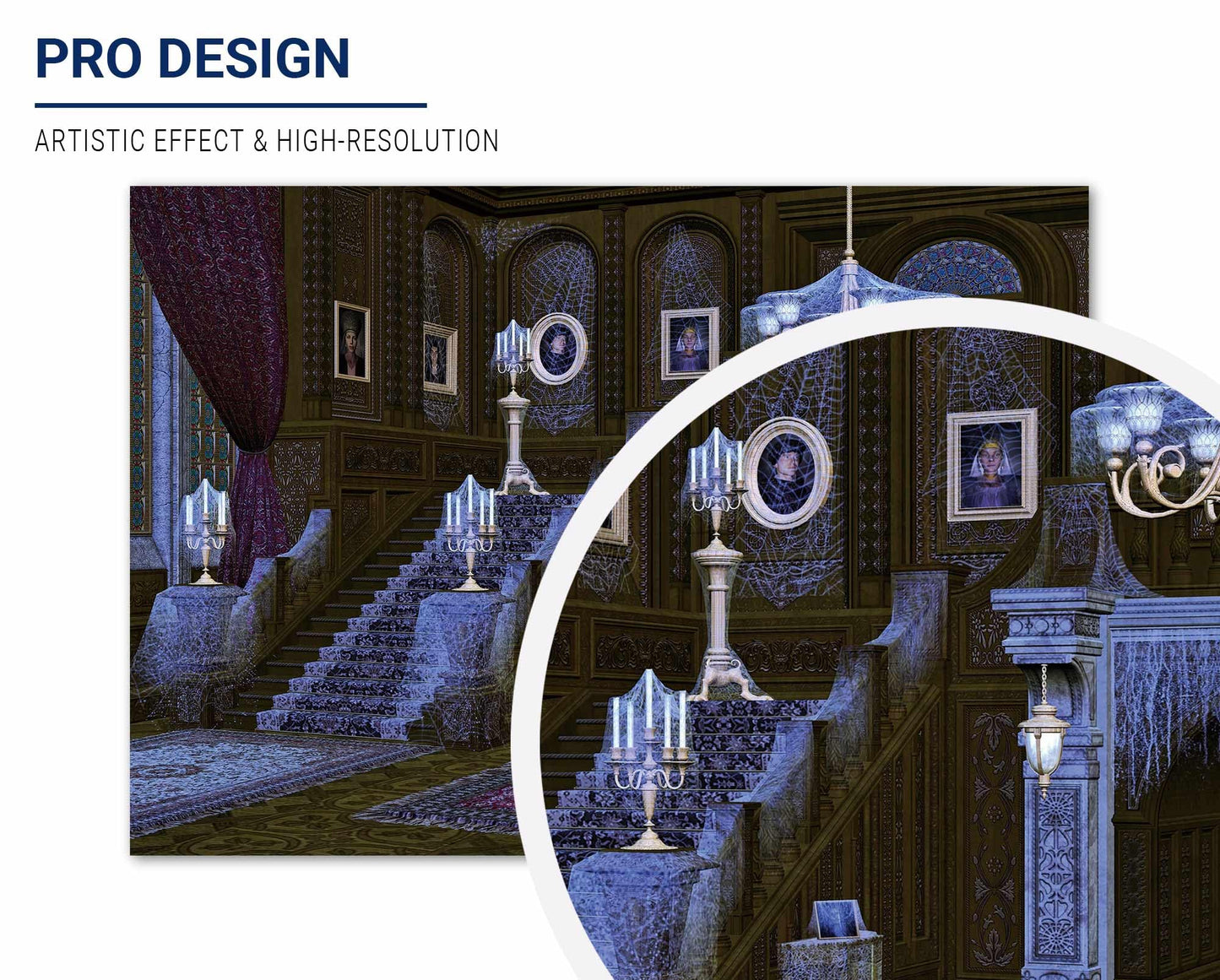 Allenjoy 7x5ft Halloween Haunted House Backdrop Middle Ages Retro Spooky Deserted Spider Web Stairs Background Decor Photography Photoshoot Studio Booth Props