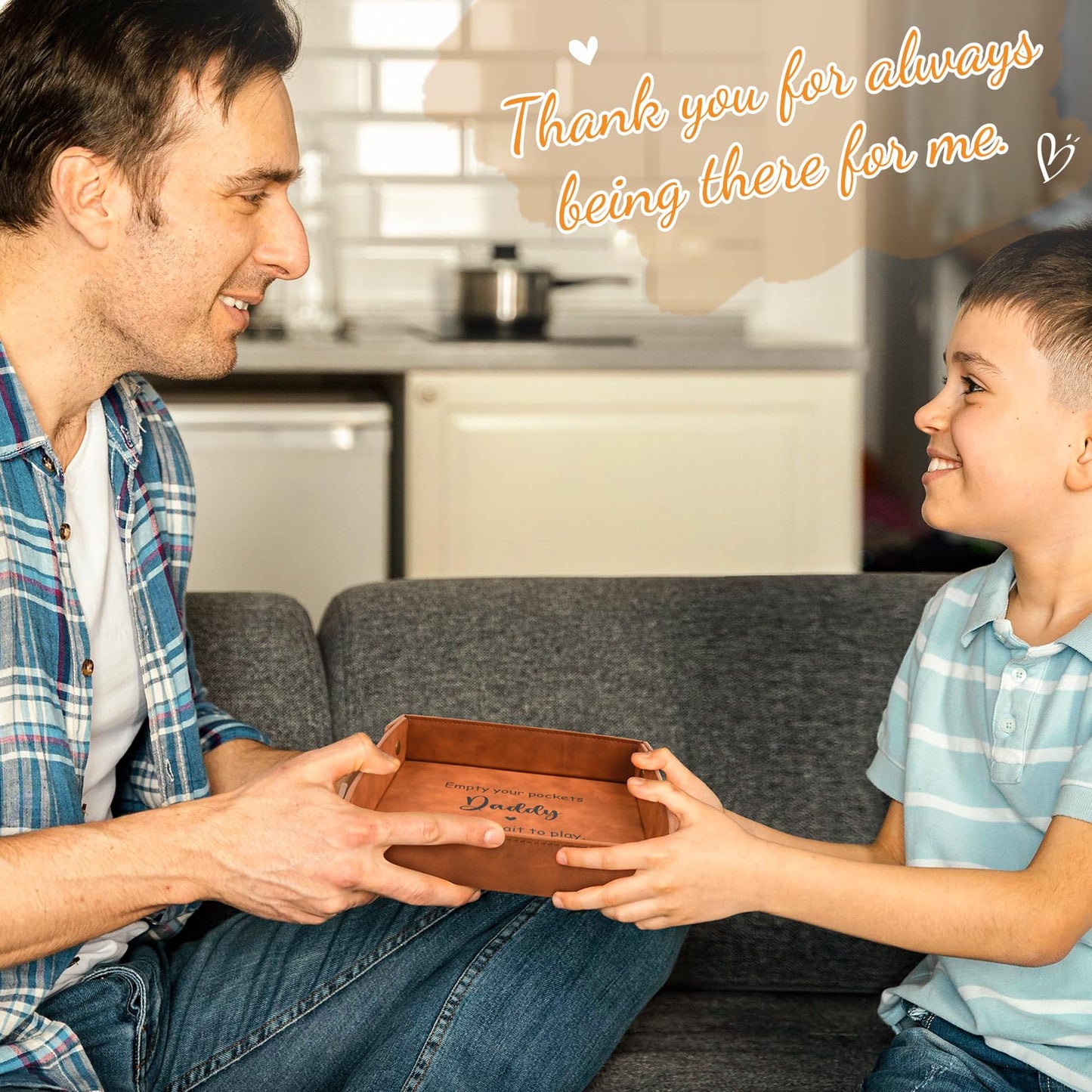 Daddy Gifts, New Dad Gifts, Dad Gifts from Daughter Son - Premium PU Leather Empty Your Pockets Daddy Tray - Best Dad Ever Gifts for Birthday Fathers Day