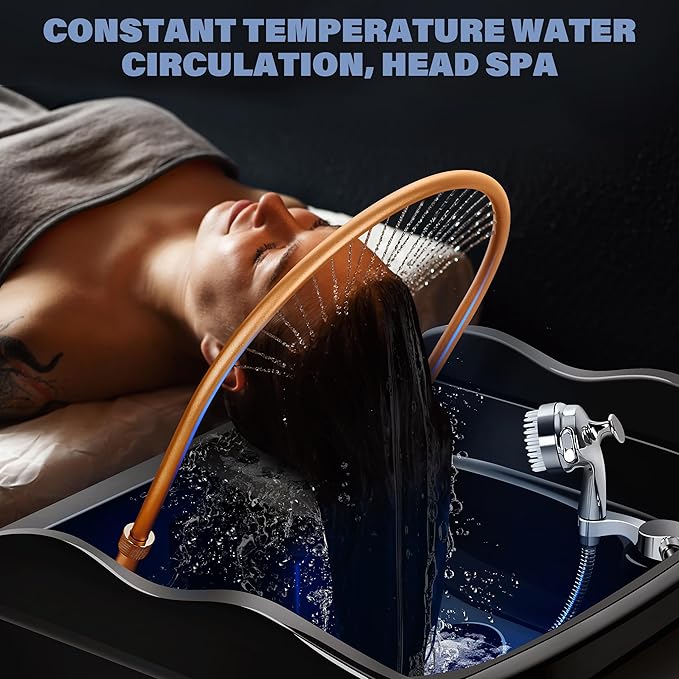 Head Spa Equipment with 60L Water Storage Tank, 3 Mode Waterfall & Warm Steam Hair Wash Sink for Scalp Care and Relaxation