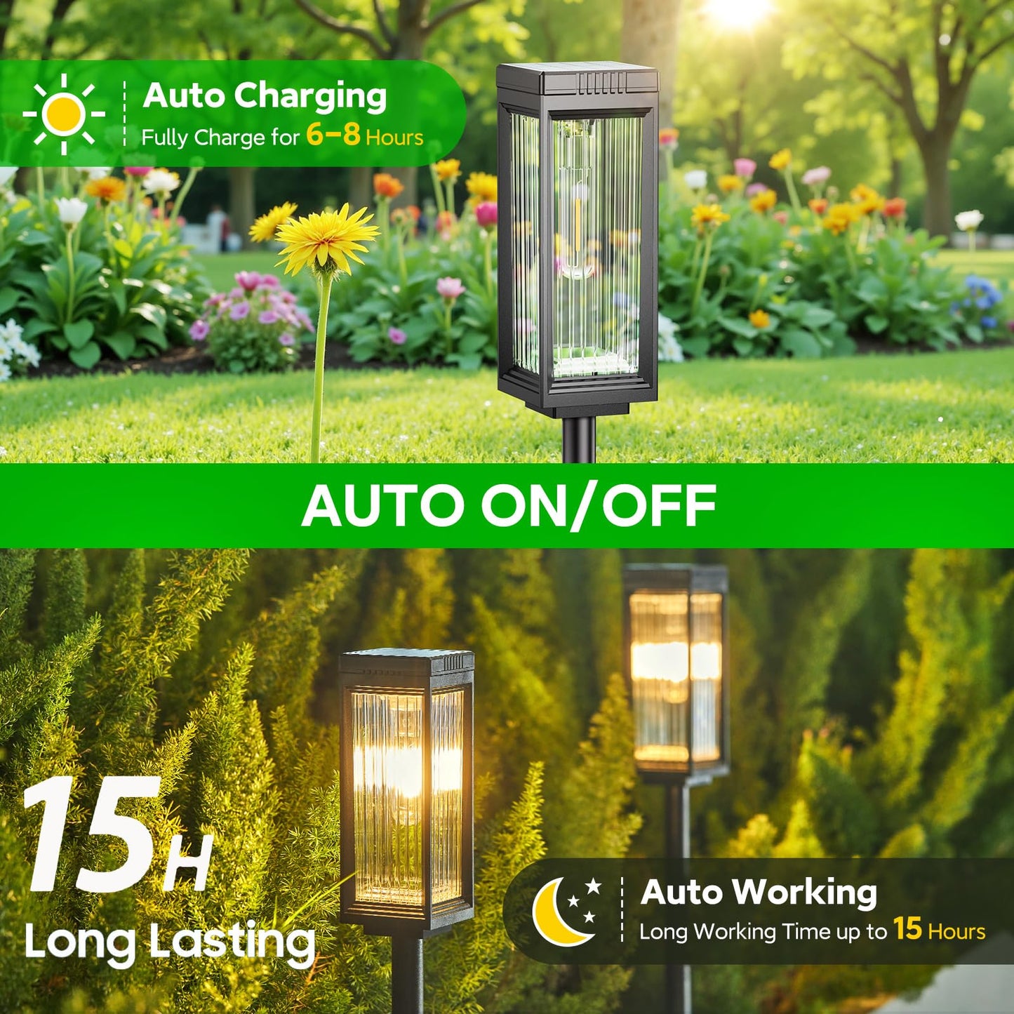 ELECLINK Solar Pathway Lights Outdoor, 6 Pack Upgraded Solar Lights Outdoor Waterproof, Bright Up to 15 Hrs Auto On/Off Garden Light for Yard Patio Lawn Path Walkway Driveway Outside Decor