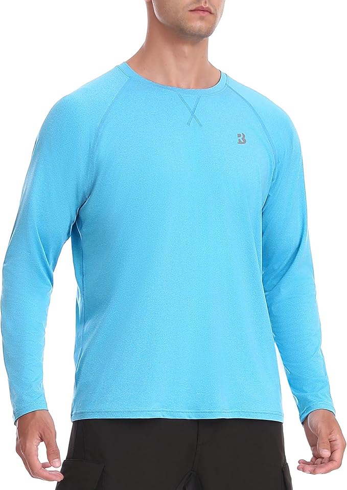 EoBeKee Men's UPF 50+ Rash Guard Long Sleeve, Lightweight UV Sun Protection SPF Water Shirts for Swim Fishing Hiking Beach