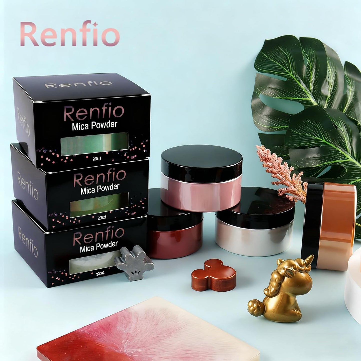 Renfio 100g Mica Powder Pigment, Metallic Natural Dye Mineral Pearl Shimmer Epoxy Resin Dye for Painting Soap Making Slime Bath Bombs 3.5 Oz - Deep Brown