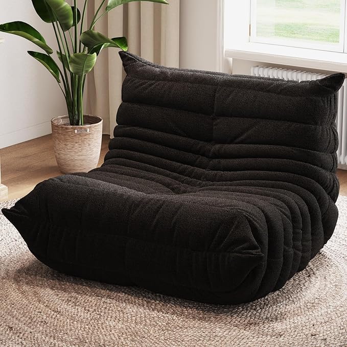 Selyteramy Oversized Bean Bag Chairs for Adults, Giant Beanbag Chair with Memory Foam, Comfy Lounge Chair Lazy Sofa for Apartment, Living Room, Bedroom, Office(Teddy Fabric)