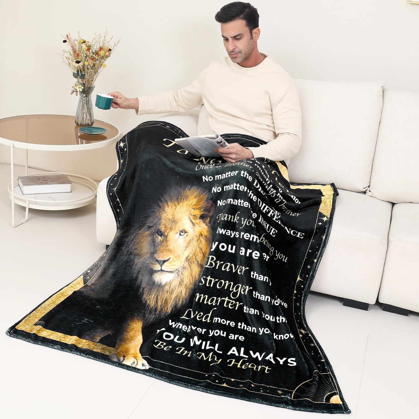 Ujifuis Gifts for Brother Blanket Gifts from Sister to Brother Birthday Gifts for Men Birthday Gifts for Brother Gifts from Sister for Brother Lion Blanket Gift for Brother 60"x80"