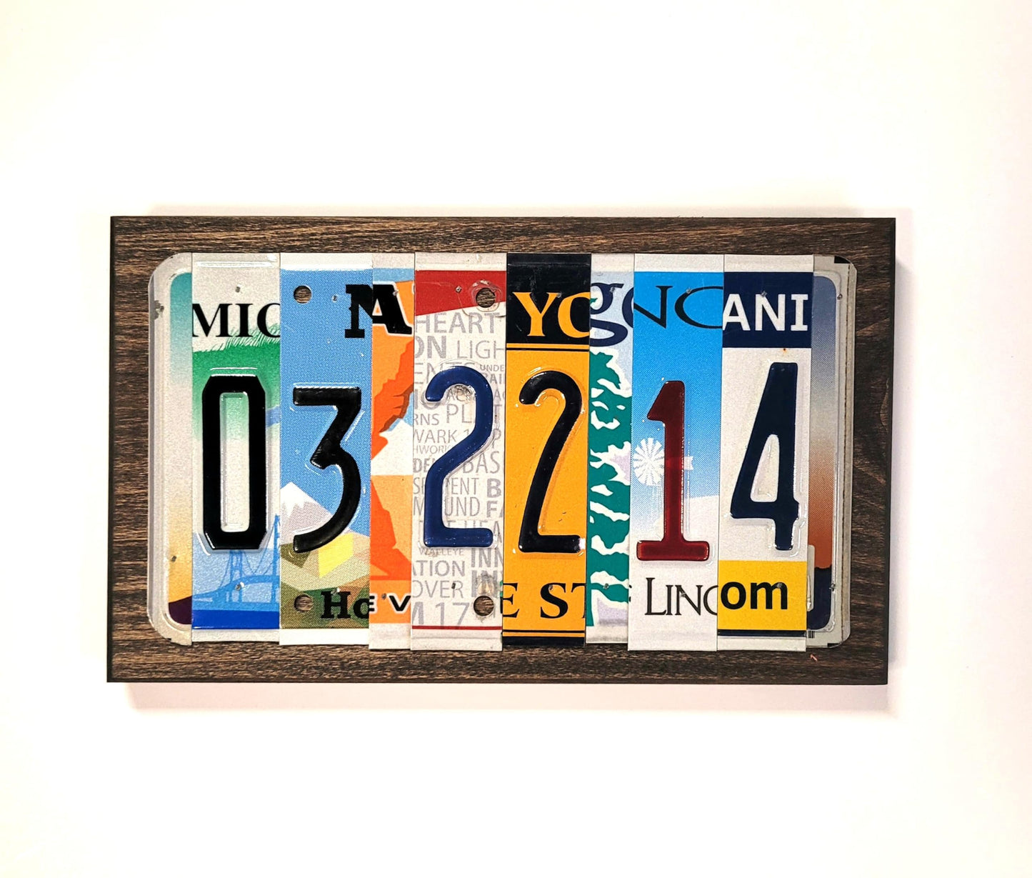 Jersey Plate Art - Custom Wedding, Anniversary, and Birthday License Plate Date Signs. Real cut license plates, not pictures of license plates