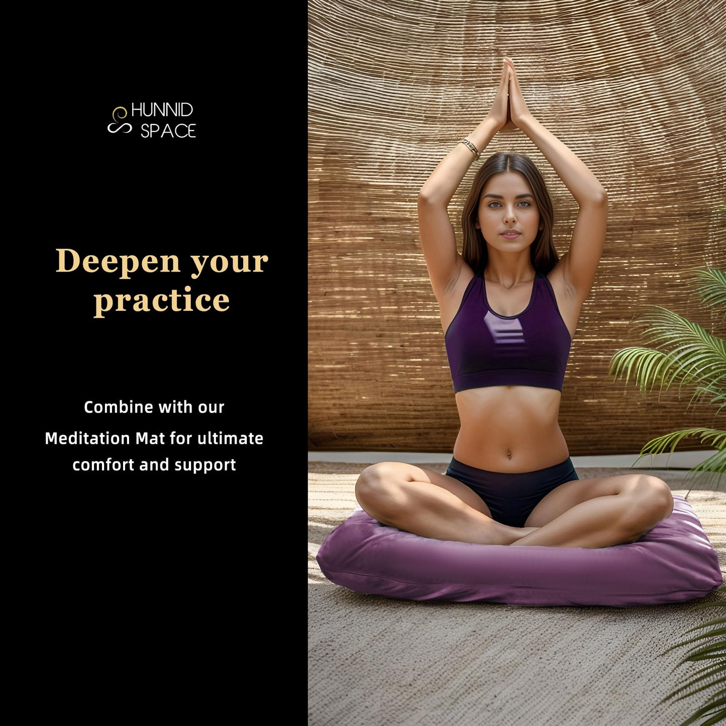 hunnidspace Meditation Zafu Cushion Set with Buckwheat Hulls & Memory Foam - Ergonomic Support for Yoga & Sitting - Removable Machine-Washable Luxury Velvet Cover - for Adults and Kids (Purple)
