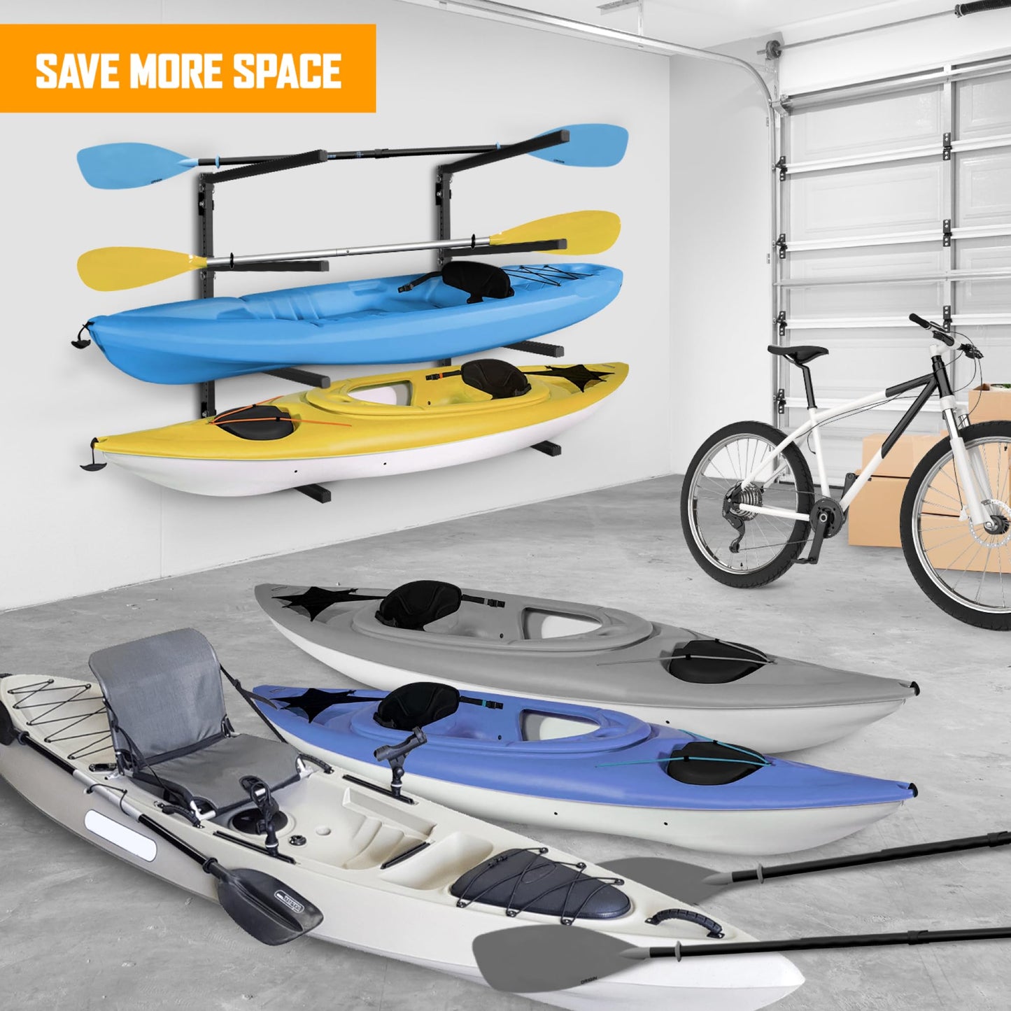 Yes4All Kayak Storage Rack Kayak Wall Mount Rack 400lbs 4 Adjustable Levels Kayak Rack for Outdoor, Indoor Kayak Storage Rack
