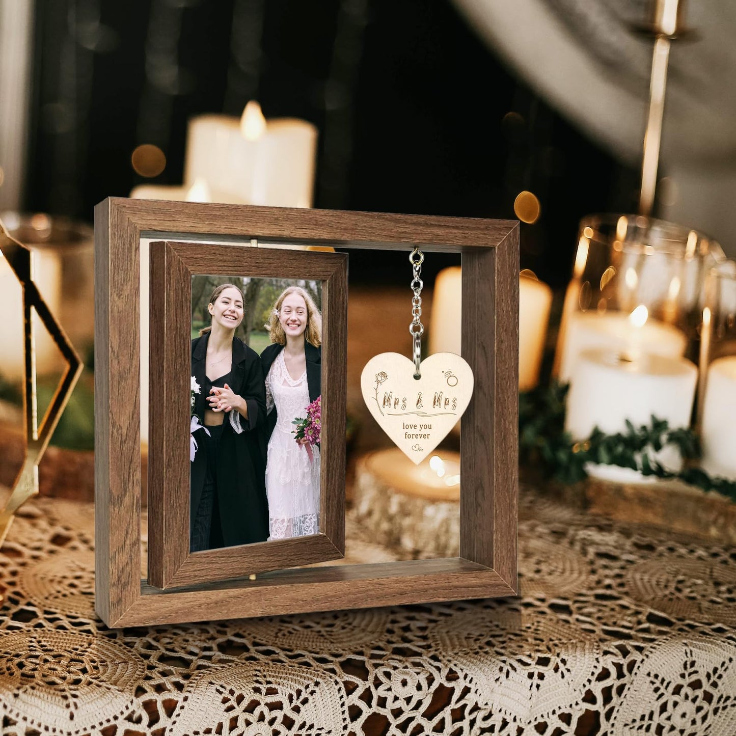 EYITUPC 4x6 Mrs & Mrs Picture Frame Wedding Bridal Shower Gifts, Lesbian Anniversary Engagement Wedding Gifts for Newlywed Couples (Display Two 4x6)