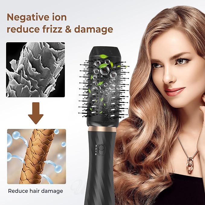6 in 1 Hair Dryer Brush, Upgrade Detachable Blow Dryer Brush Air Styler Wrap Air Curler, Curly Twist Hot Curling Iron, Negative Ion Blow Dryer Hot Styler, Travel Hair Styling Tool