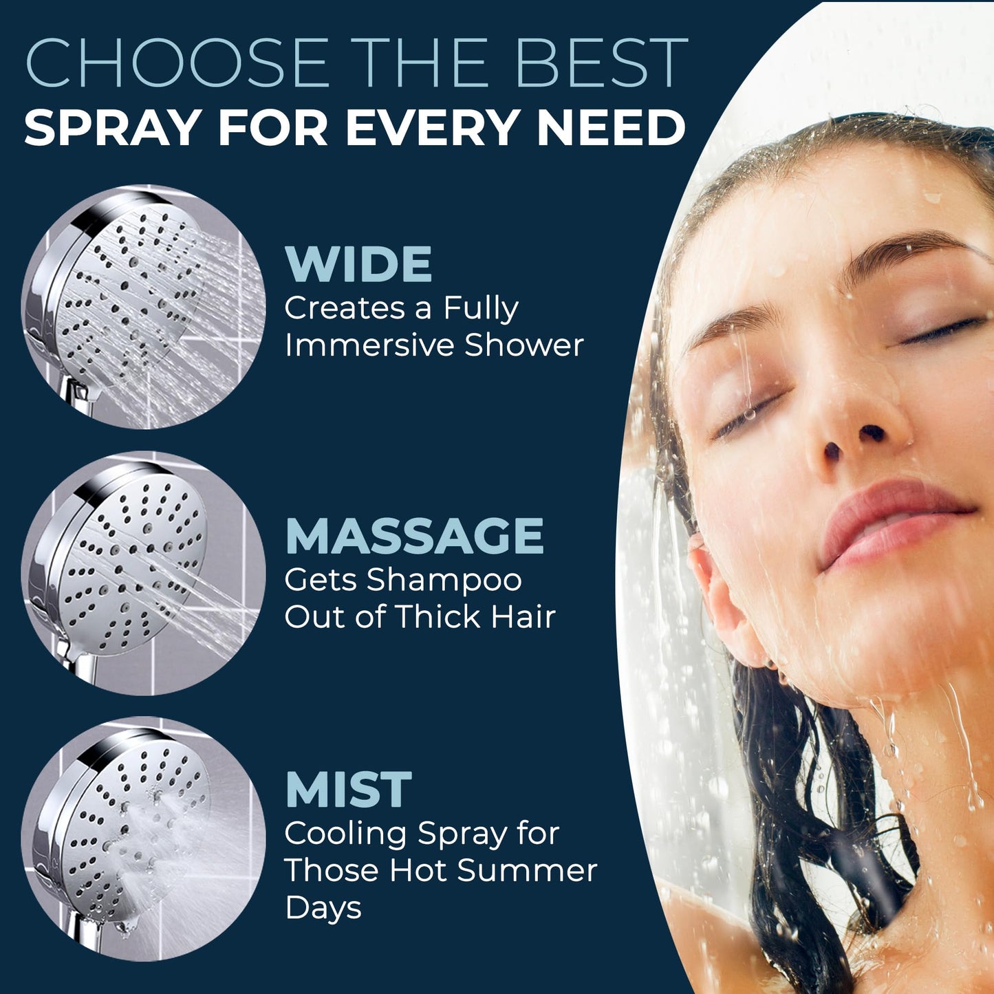 HammerHead Showers Dual Shower Head Combo, 8-Inch Rainfall & 3-Flow Handheld, Chrome, 2.5 GPM