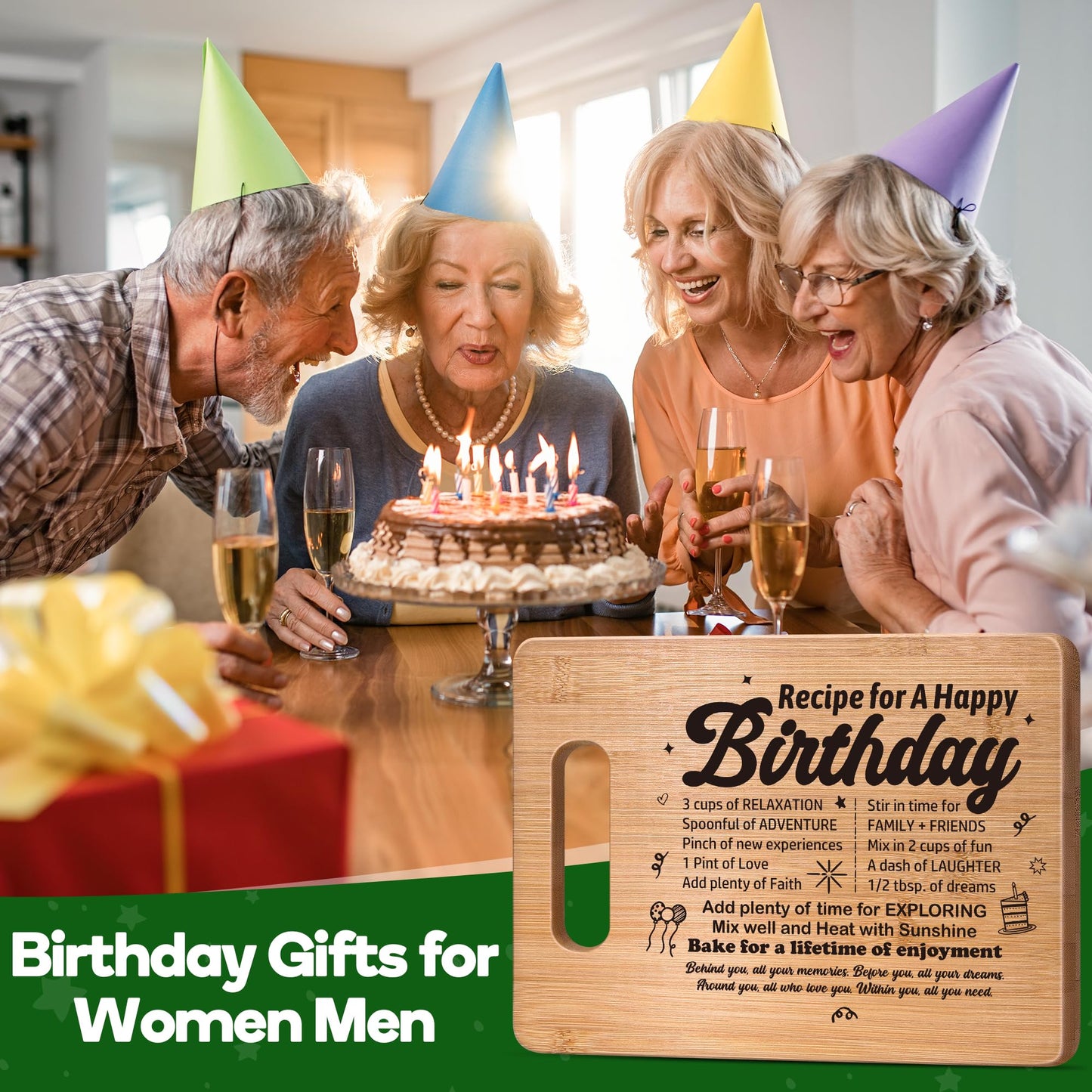 Birthday Gifts for Women Men,Best Friend Birthday Gifts for Her Him,Year Old Birthday Gifts for Women Friendship,Birthday Gift Ideas for Dad Mom Sister Girls,Happy Birthday Decorations Cutting Board
