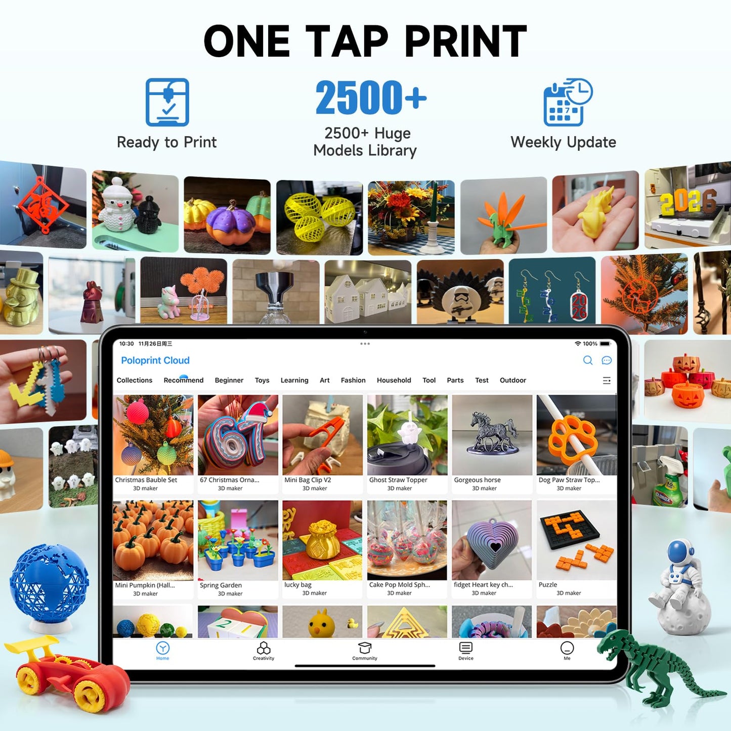 TINA2 Plus 3D Printer with WiFi Cloud, HEPHI3D DIY 3D Printers 250mm/s High Speed, Auto Leveling Mini 3D Printer for Beginners and Kids, Fully Assembly 3D Printers Open Source for Home, Office, School