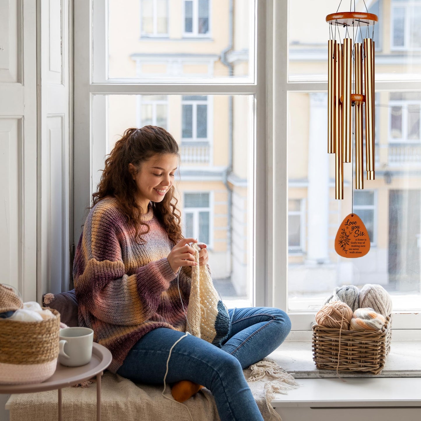 A Sister is God's Way We Never Walk Alone Wind Chimes Birthday Gifts for Sister Gifts from Sisters, Brother - 28" Sisters WindChimes Gift for Christmas, Anniversaries
