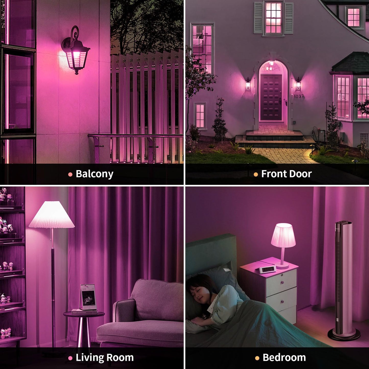 JAHEKS LED Pink Light Bulbs for Outdoor Indoor, 9W(60W Equivalent) E26 Base Pink Bulb for Christmas, Halloween,Wedding,Party,Bar,Porch,Holiday Lighting,Home Decor, 2-Pack