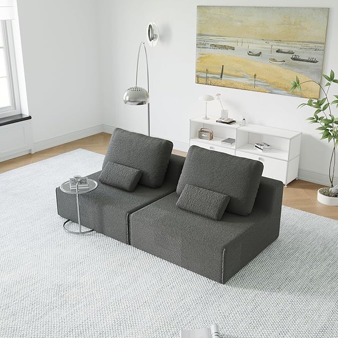 Sailret Oversized Modular Sectional Sofa, Foam-Filled Lazy Couch with Lumbar Pillow, Convertible Floor Sofa Set for Living Room Bedroom, Free Combination, Multiple Packs (1–6 Seats)