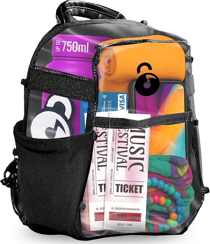 Lunchbox Clear Mini Pack – Anti Theft Clear Backpack for a Seamless Security Experience - Locking Zipper Clips Keep Items ...
