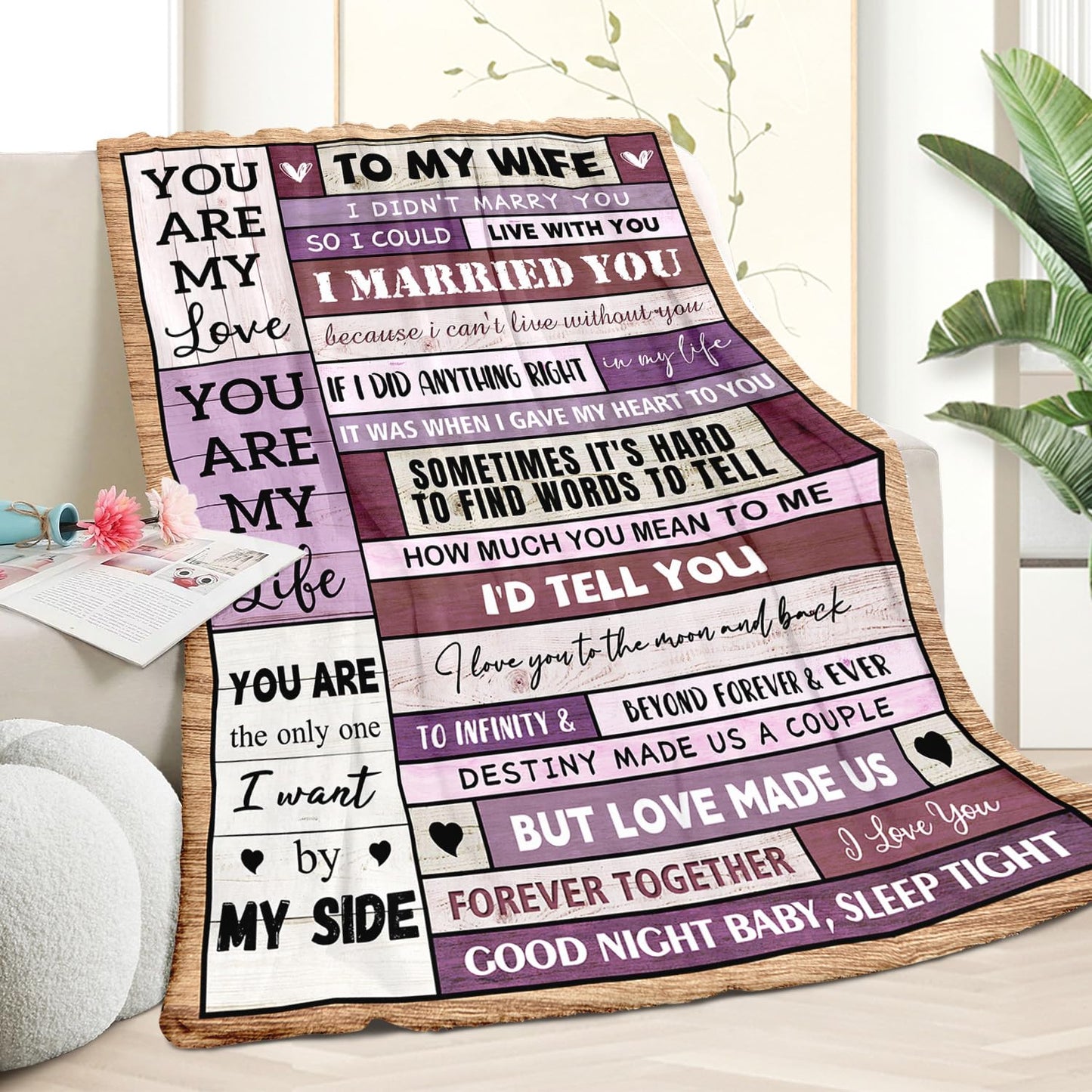 Wife Birthday Gifts Ideas - Wedding Anniversary Romantic Presents for Women Her - Mothers Day Christmas Valentines Day Gifts for Wife Her - Wifey Presents from Husband - To My Love Blanket 50"x60"