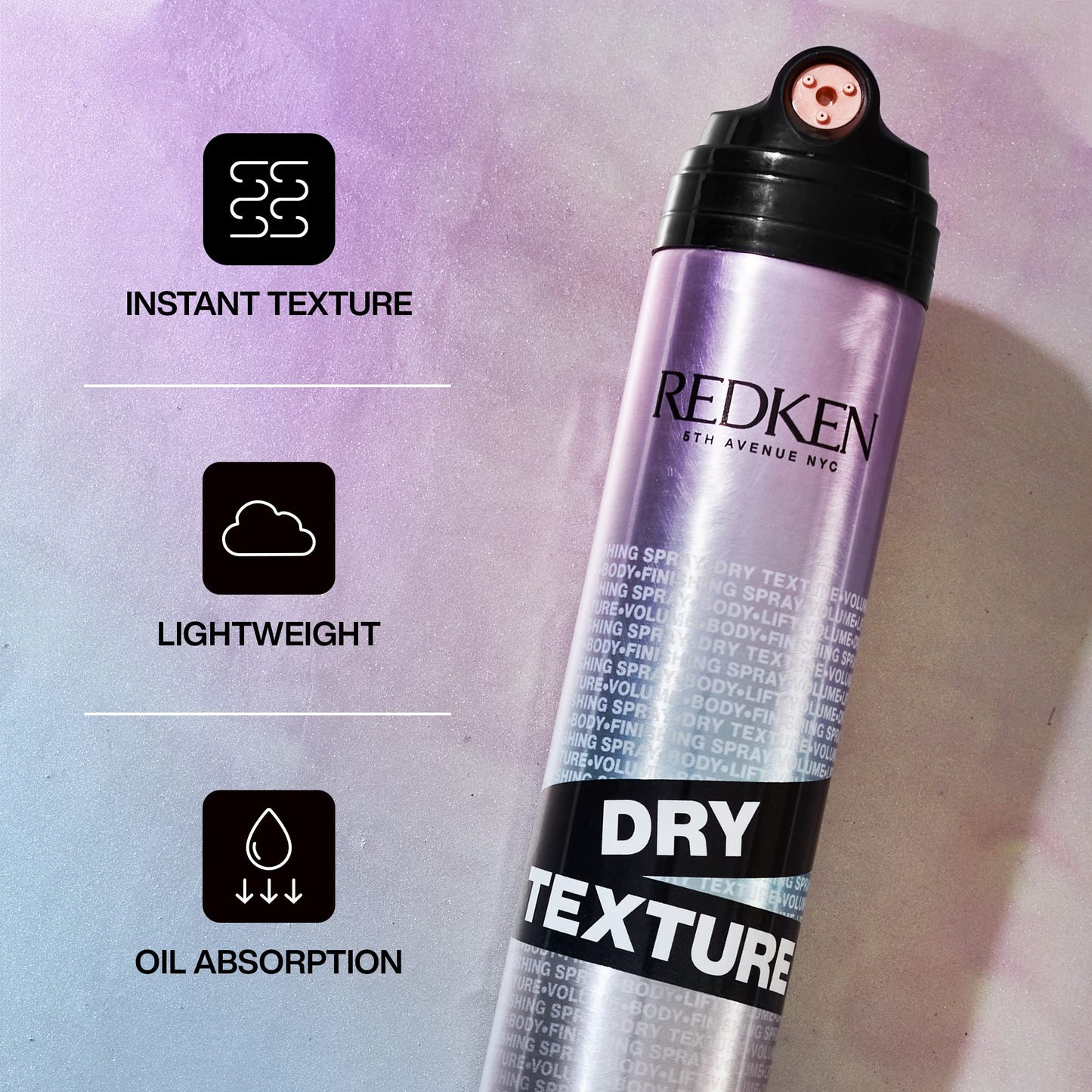 Redken Dry Texture Hairspray For All Hair Types - Lightweight Volumizing Spray, Airy and Beachy Texture, Medium Hold