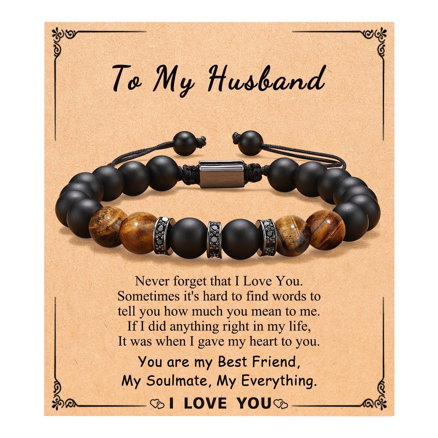 UNGENT THEM Fathers' Day Gifts for Husband from Wife, Husband Birthday Gift Ideas Bracelet Anniversary Christmas Sweetest Valent