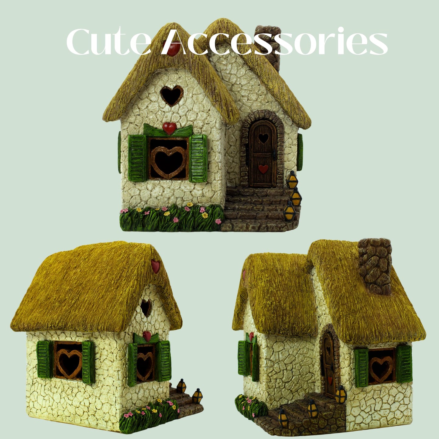 PRETMANNS Fairy Garden House for Outside – Sturdy Building 7” High with Door That Opens – Adorable Miniature Garden Accessories Supplies