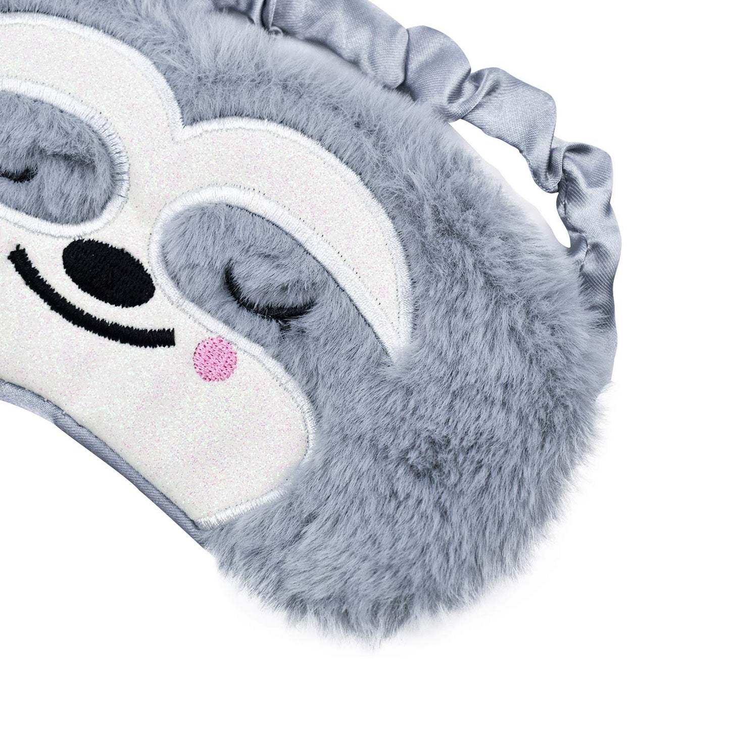 Ulbemoll Cute Sloth Sleeping Mask, Soft Fluffy Plush Blindfold Funny Novelty Animal Sleep Mask Eye Cover Eyeshade for Kids Girls Boys Women Men Night Nap Travel Meditation (Gray, Sloth)