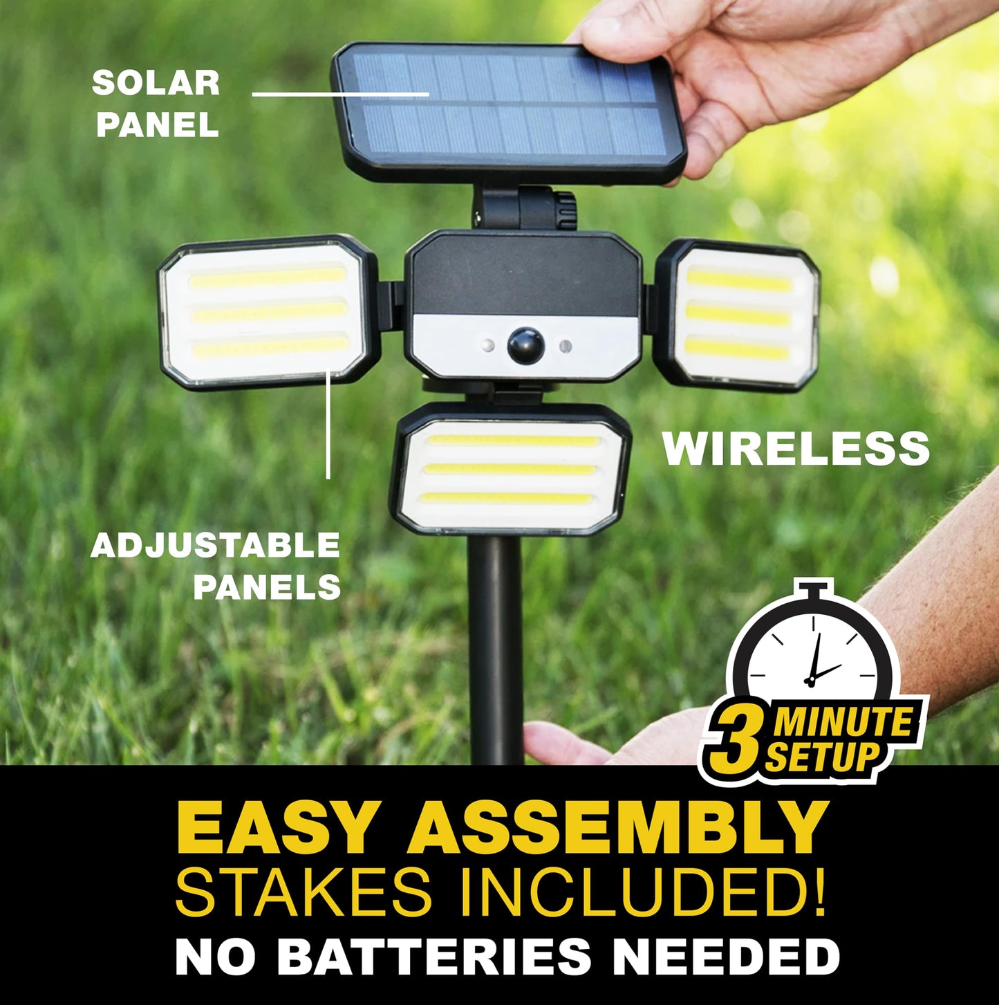 Bell+Howell Bionic Flood Light Solar Security Lights Outdoor Motion Sensor 108 COB-LED Floodlight with 180° Swivel/Adjustable Panel Design Waterproof Outside Lights with Sensor Solar Lights Outdoor