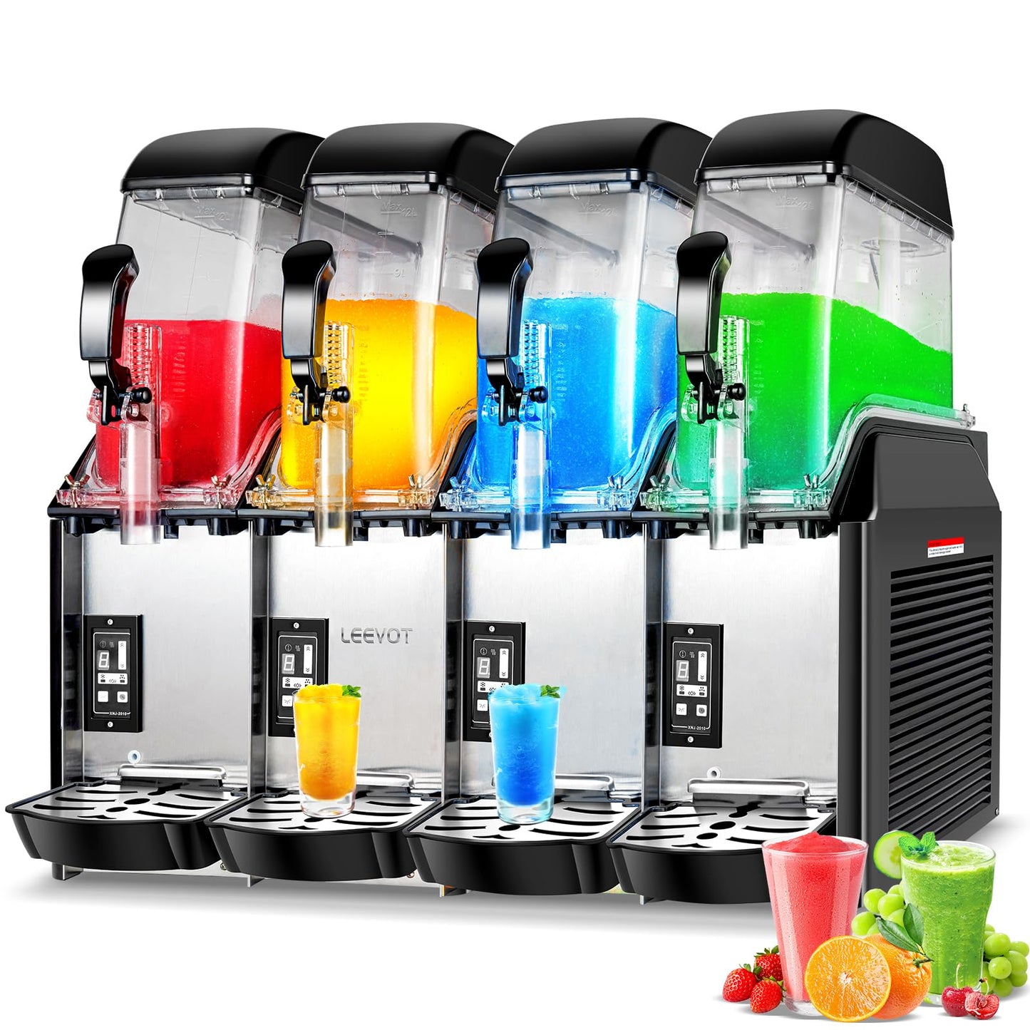 EKway Commercial Slushy Machine, 4x3.2 Gallons（231 Cup）Quadruple Tank Margarita Frozen drink Maker Machine,1500W 110V Commercial Slushie Machine for Restaurant Cafe Bar Party Large Events