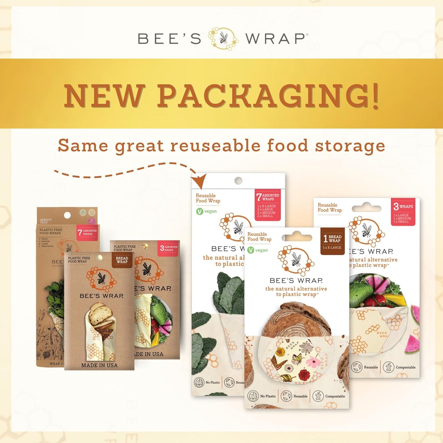 Bee's Wrap Beeswax Wraps for Food - Botanical 3 Pack (2M 1 Sandwich) Made in USA Reusable & Organic Food Wraps, Sandwich Wrap - Eco-Friendly Alternative to Aluminum Foil & Plastic Wrap