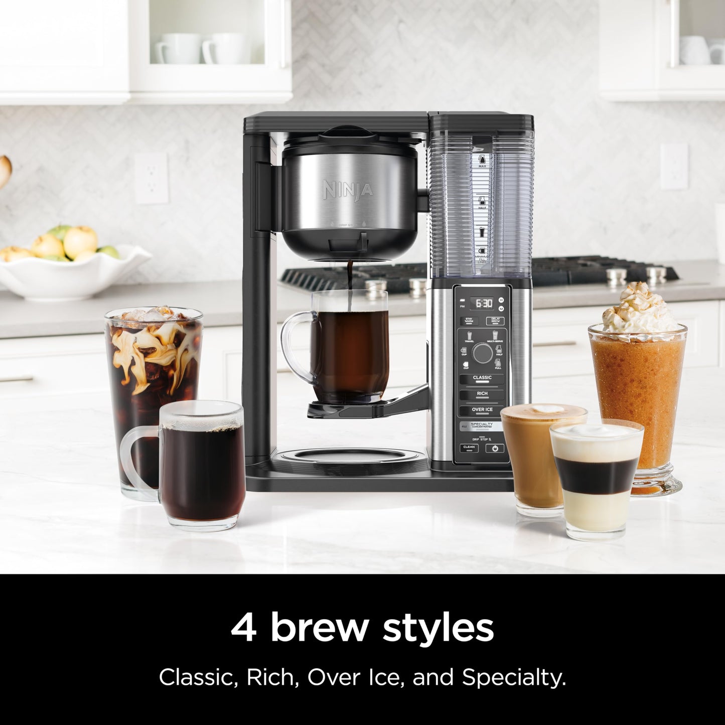 Ninja Specialty Coffee Maker | Includes 10-Cup Carafe, Fold-Away Frother, Permanent Filter & Removable, Dishwasher Safe Reservoir | 6 Brew Styles, 8 Cup to Travel Mug to Pot Sizes | Black | CM401