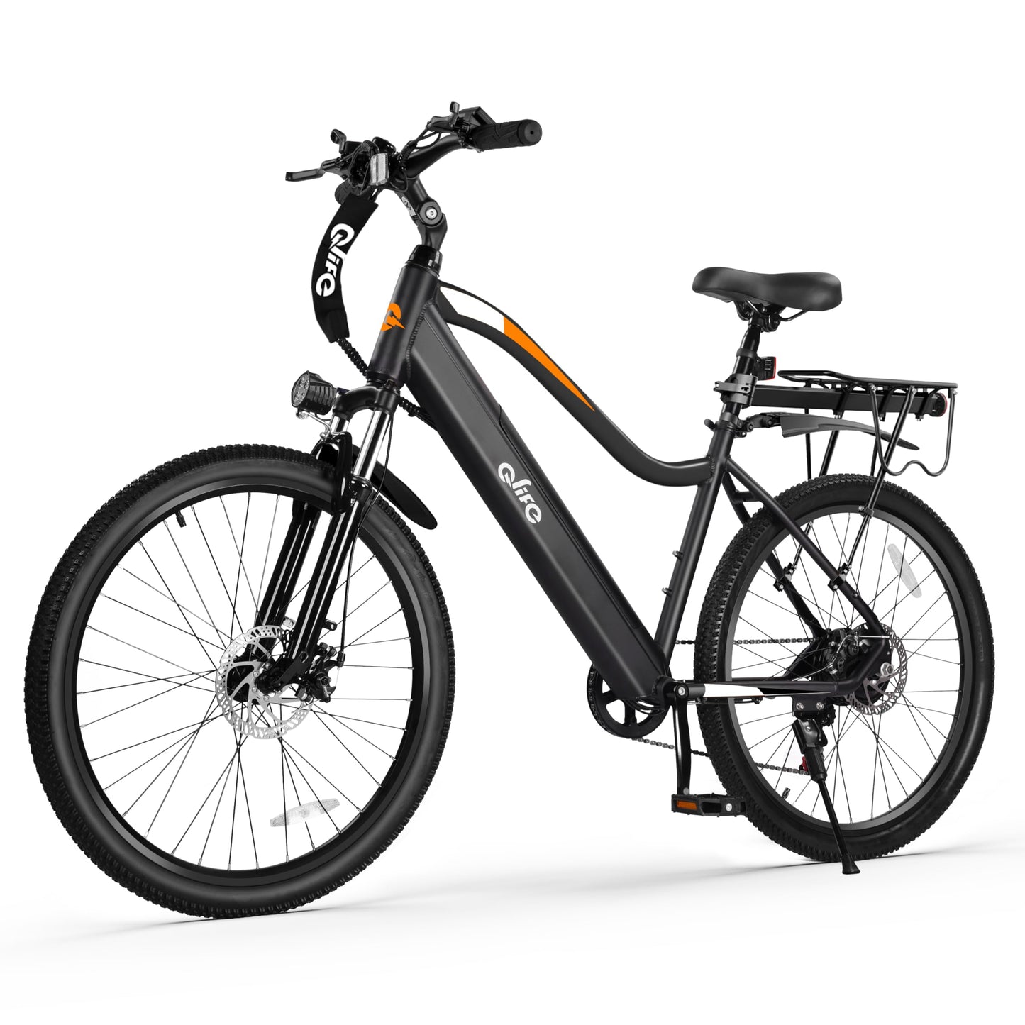 Qlife Cityone Electric Bike for Adults 26" Ebike with 2.1" Tire,Built-in Removable Battery, Peak 750W Motor Ebikes with 7 Speed Commuter Mountain Electric Bicycle,Cement Grey