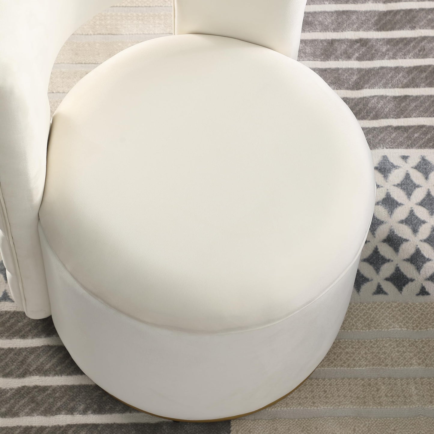 Swivel Accent Chair,Velvet Round Storage Sofa Club Upholstered Barrel Modern Arm Chair for Nursery, Living Room, Hotel, Bedroom, Office, Lounge, Hotel Office (Off White)
