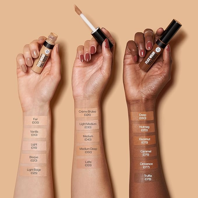 Revlon ColorStay Flex Wear, Full Cover Non-Creasing Concealer, Infused with Hyaluronic Acid & Vitamin E, Flexible Longwear, 070 Nutmeg, 0.34 Fl Oz