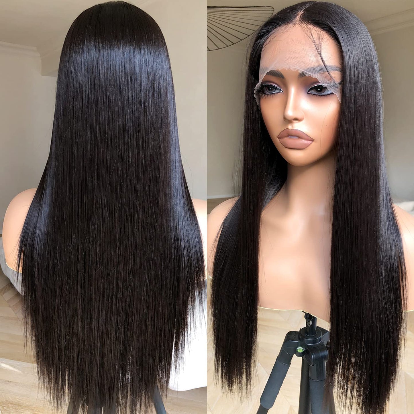 BrownBomb Straight Lace Front Wig Pre Plucked, Synthetic Lace Front Wig Pre Plucked Ready to Wear Glueless Wigs 13X5X1 HD Lace F