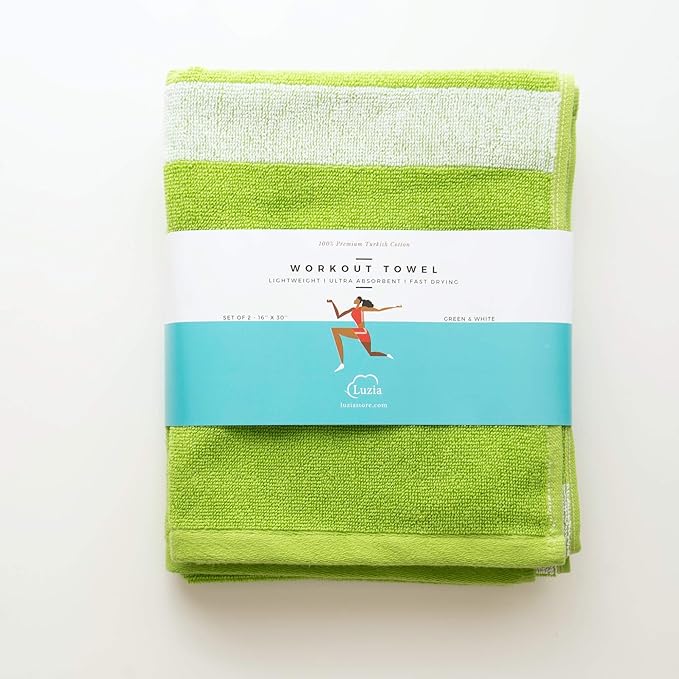 Luzia Striped Workout Towel for Sweat (Pack of 2) - Premium Quality 100% Turkish Cotton - Lightweight and Super Absorbent ...
