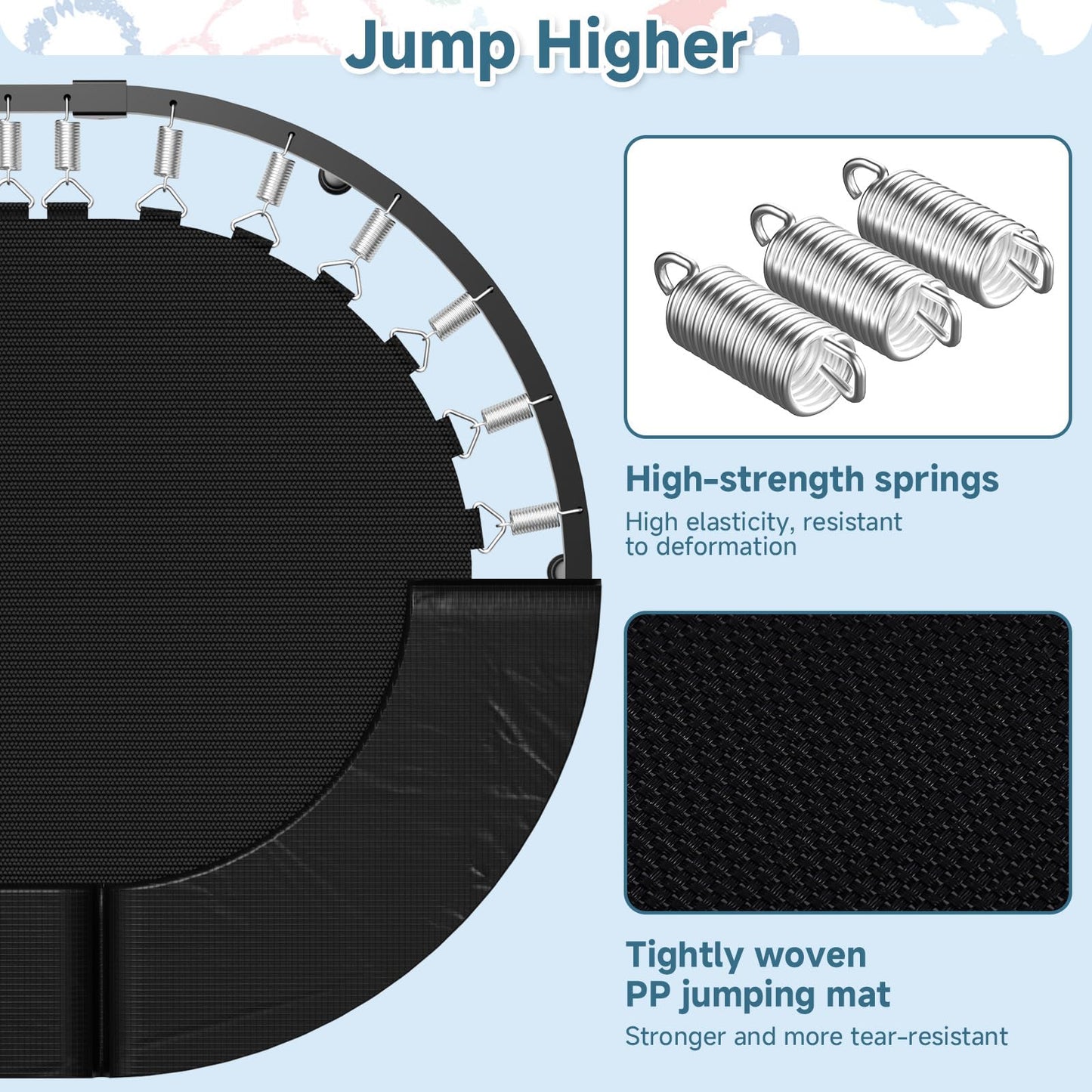 Kiivakii 36"x56" Indoor Trampoline for Kids, Foldable Trampolines with Adjustable Handle, Double Trampolines for Boy and Girl, Kids Exercise Trampoline, Black