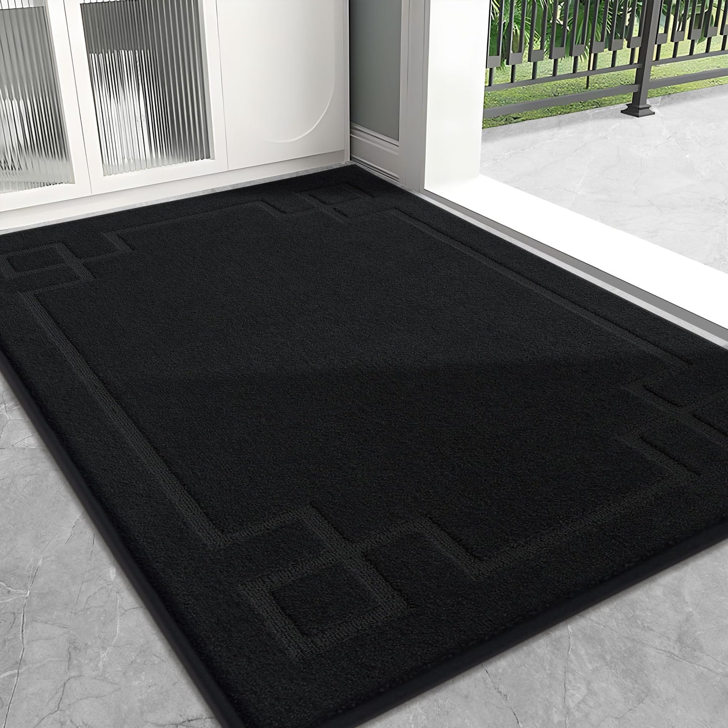 BEQHAUSE Door Mat 32" x 48", Non-Slip Door Mats Indoor Entryway Rugs Washable Low-Profile Absorbent and Stain Resist Floor Mats, Dog Door Mat for Front Back Door, Muddy Wet Shoes & Paws, Black