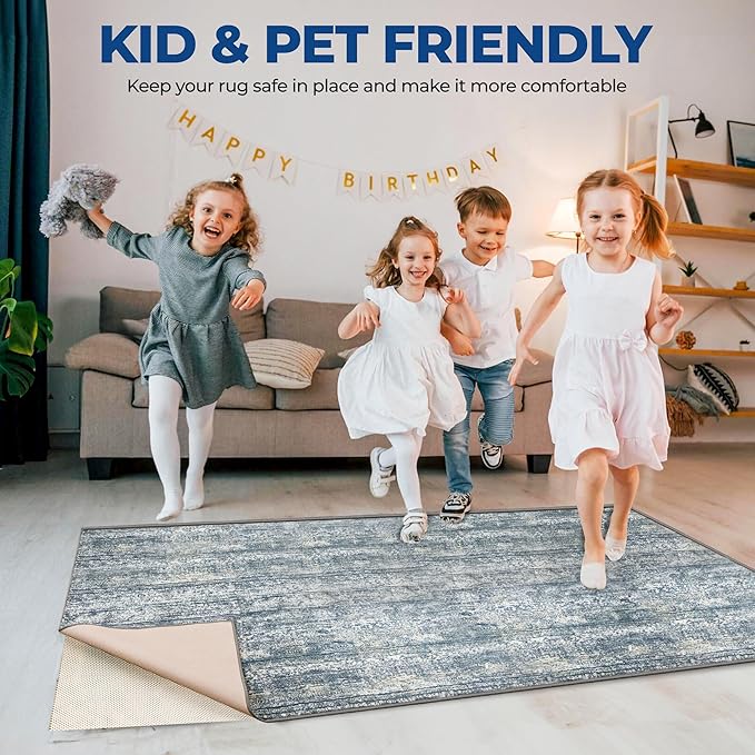 Superior Rio Reversible Rug Pad, Non-Slip, Non-Skid, Thick Mesh Design, Floor Protector, Padding, Furniture Gripper Mat, Slide Stopper, Foam Grip, Polymer Coated Polyester, 6' x 9', Cream