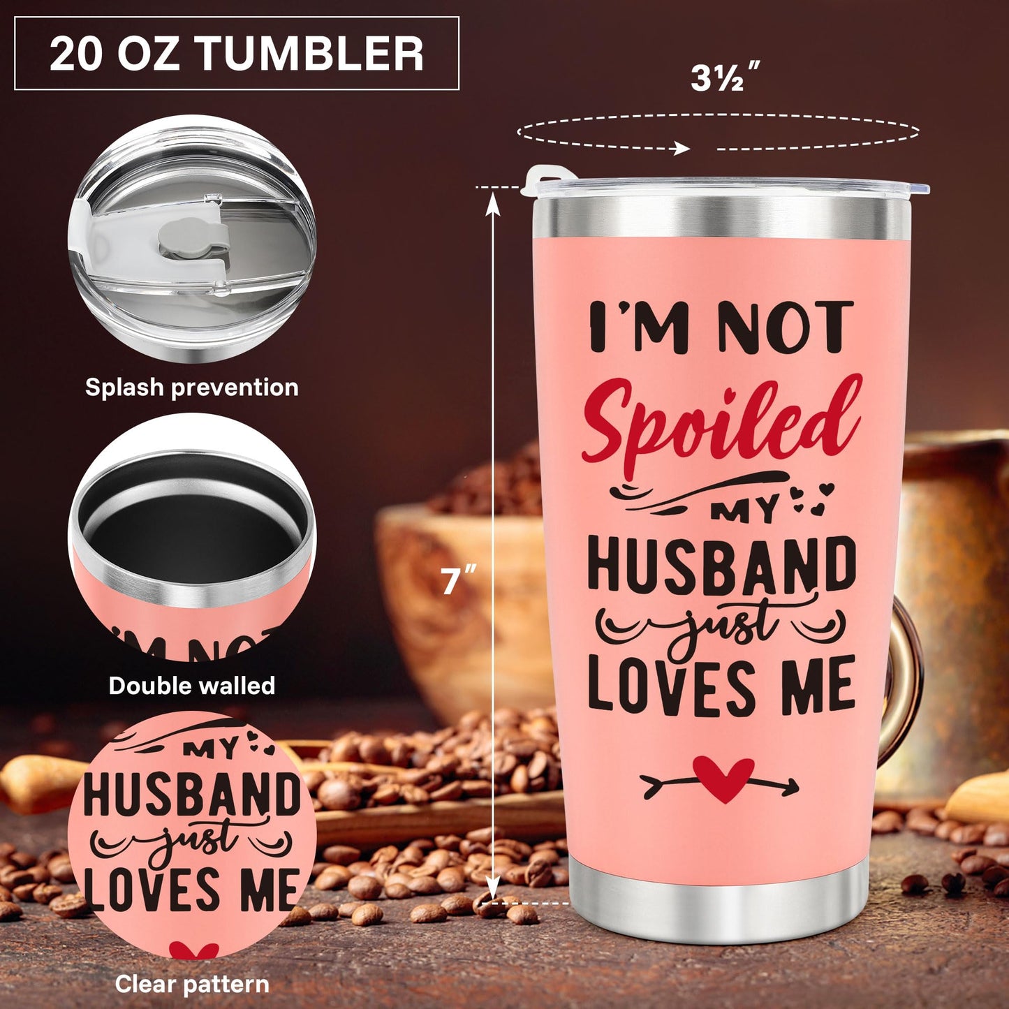 Gifts for Wife Birthday Christmas Wife Gifts from Husband, Wedding Anniversary Women Gift for Wife, Xmas Best Wife Ever Gift, Romantic Present for Wife 20oz Pink Tumbler Cup ＆ Socks Set