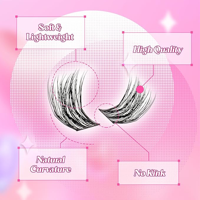 FADLASH Lash Extension Kit, FADLASH DIY Individual Lashes Clusters Kit with 3D Lash Clusters Lash Bond and Seal and Lash Tweezers for DIY Eyelash Extension Easy to Apply at Home(R02-07-D-10-18MIX）